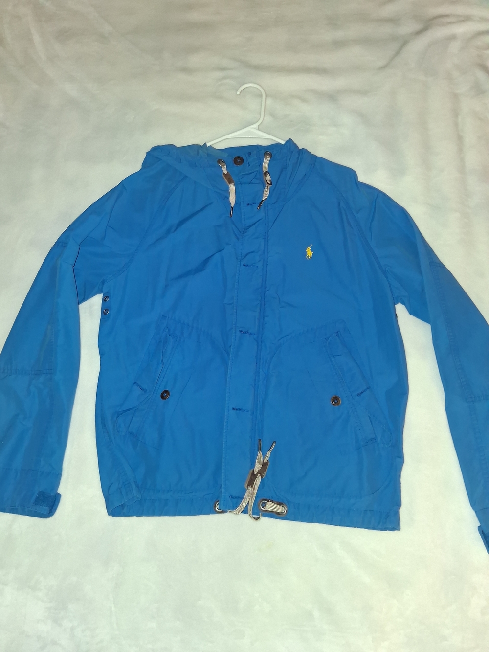 Polo by Ralph Lauren Bright Blue Hooded Rain Jacket - Size Medium